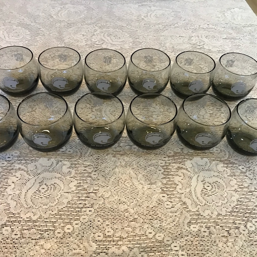 Set of 12 NFL San Diego Chargers Roly Poly Smoked Glass Tumblers